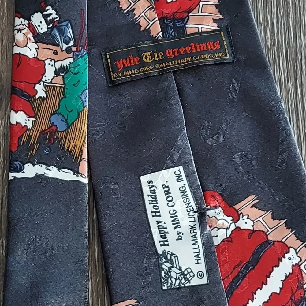 Christmas Necktie Yule Tie Greetings Hallmark Santa Stockings Coal